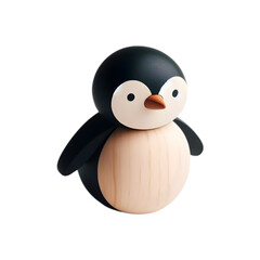 Wooden Penguin Toy illustration art with a transparent background generative AI.