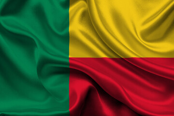 High detailed flag of Benin. National Benin flag. Africa. 3D illustration.