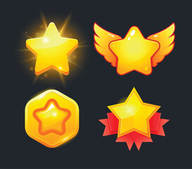 Vector star icons set. Collection icon design for game, ui, banner, design for app, interface, game development. Star icon bonus and items illustration. 