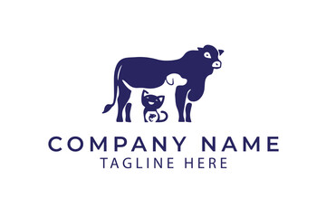Pet care company logo, Cat care logo, Cow care logo