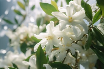 Close Up of White Flowers on a Tree