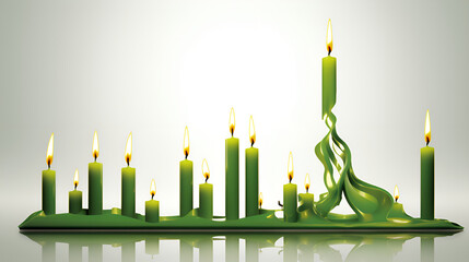 candles on a white background . wedding Decor,Seven Christmas Candles .AI Generative 