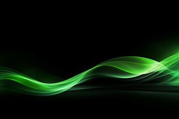 A glowing green arc of light against a black background.