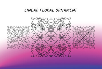 Linear floral design elements. Vector design ornament for your design, web page, flyer, promotion, application etc. Isolated floral ornaments