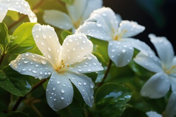 White Flowers with Water Droplets
