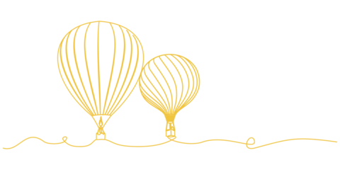 Crédence de cuisine en verre imprimé Montgolfière Hot air balloon line art