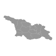 Gray map of Georgia with administrative divisions and annexed territories. Vector illustration.
