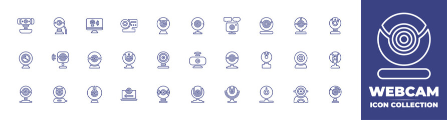 Webcam line icon collection. Editable stroke. Vector illustration. Containing webcamera, webcam, web cam, web camera.