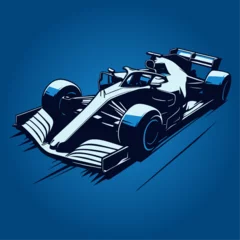 Foto op Aluminium Formula 1 racing motorsport fast car illustration vector speed shadows in perspective © Geocross