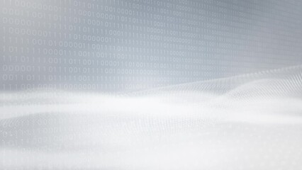 Abstract clean white grey blurred wave for elegant business corporate presentation background. Luxury particle light glitter smooth motion digital technology video.