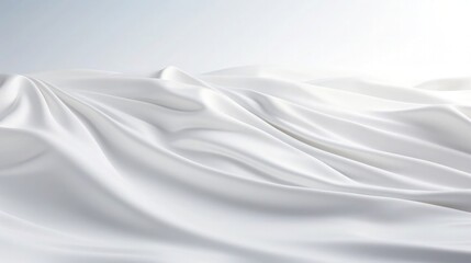 Obraz premium White Abstract Wallpaper Background Backdrop Template Flowing Wave Curves Smooth Ivory Cream Lines Plain Solid Color Beautiful Shades Gradient Shadow Light 3D Illustration Installation Collection 16:9