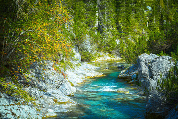 Der Lech - unberührte Wildflusslandschaft in Lech am Arlberg (Vorarlberg, Österreich)