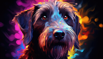 Abstract Fusion: Artistic Rendition of a Stunning Wire-Haired Griffon Pointer in Portrait Harmony