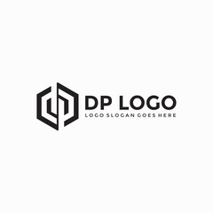 DP Letter hexagon logo vector image