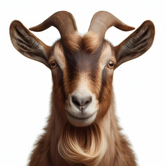 Portrait of a brown goat isolated on white background 
