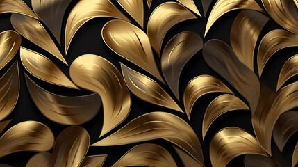 Art deco golden hearts abstract background.