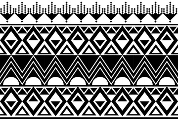 Traditional ethnic,geometric ethnic fabric pattern for textiles,rugs,wallpaper,clothing,sarong,batik,wrap,embroidery,print,background,vector illustration, black and white pattern.