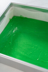 Green fudge with red hearts