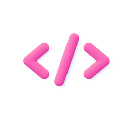 Programming code. Python or Java Api symbols. Programming and web development concept. 3d vector icon. Cartoon minimal style.