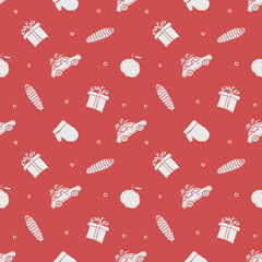  Seamless christmas pattern. New year background. Doodle illustration with christmas icons