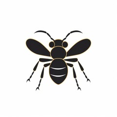 Obraz premium A Buzzing Beauty: A Black and Yellow Bee Captured in Flight Against a Pure White Background vector art