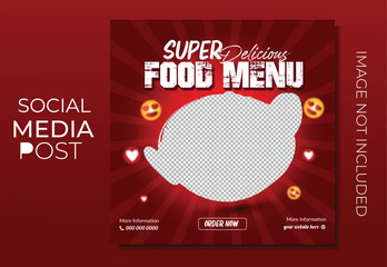 Biryani social media feed post template social media Instagram for food promotion simple banner frame