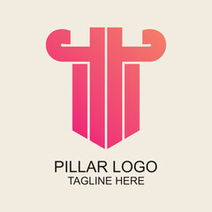 Pillar logo design simple concept Premium Vector