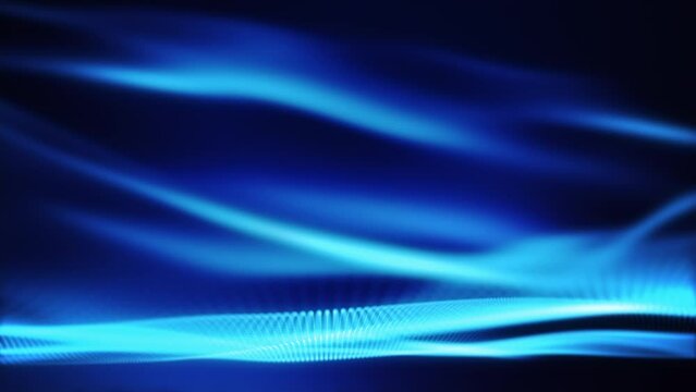 Abstract blue blurred wave for elegant business corporate presentation background. Luxury particle light glitter smooth motion digital technology video.