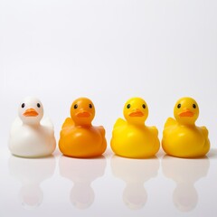 A Lineup of Colorful Rubber Ducks Waiting Patiently for Their Turn