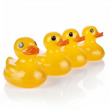 A Lineup of Cheerful Yellow Rubber Ducks, Ready for a Splashy Adventure