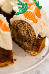 Carrot bundt cake with cream cheese frosting