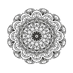 Circular flower mandala pattern for Henna, Mehndi, tattoo, decoration, Mandala, Ethnic decorative element, Islam, Arabic, Indian, ottoman motifs. Coloring book page. mandala design