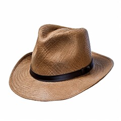 A Stylish Brown Hat with a Sleek Black Band on a Clean White Background