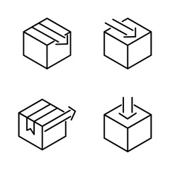 Box delivery with arrow line icon design
