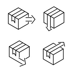 Box delivery with arrow line icon design