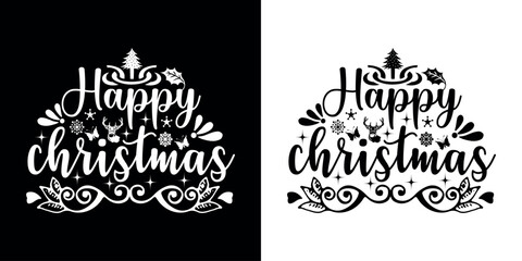 Happy Holly day Christmas Quote lettering design 