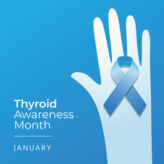 Fototapeta premium Thyroid Awareness Month design template good for celebration usage. blue ribbon vector design. vector eps 10. banner template.