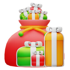3d illustration of gift bags and piles of gifts