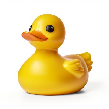A Quacky Companion: The Bright Yellow Rubber Ducky on a Clean White Surface