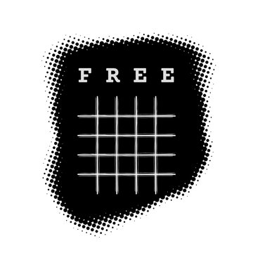 Prison bars and inscription FREE and halftone effect