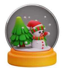 3d illustration of Christmas tree decorations and snowmen
