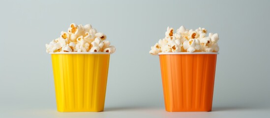 Movie Night Delight: Two Cups of Popcorn Ready for a Fun Evening