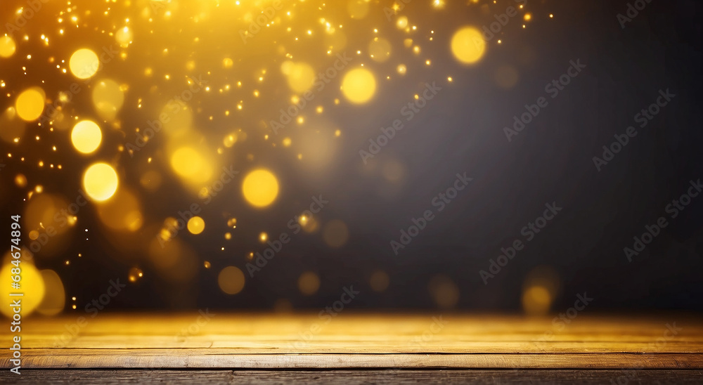 Poster festive radiance: yellow advertisement background illuminated with celebration, bokeh lights, and a 