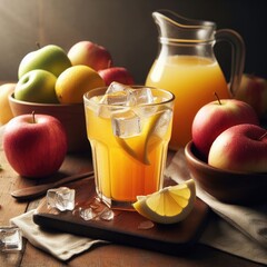 apple juice and fruits