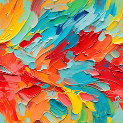 Seamless pattern of palette knife strokes red, blue, orange
