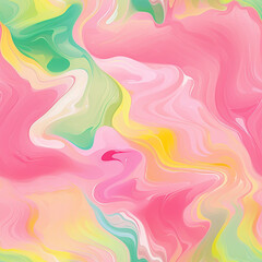 Seamless pattern with liquid effect pink, green, yellow
