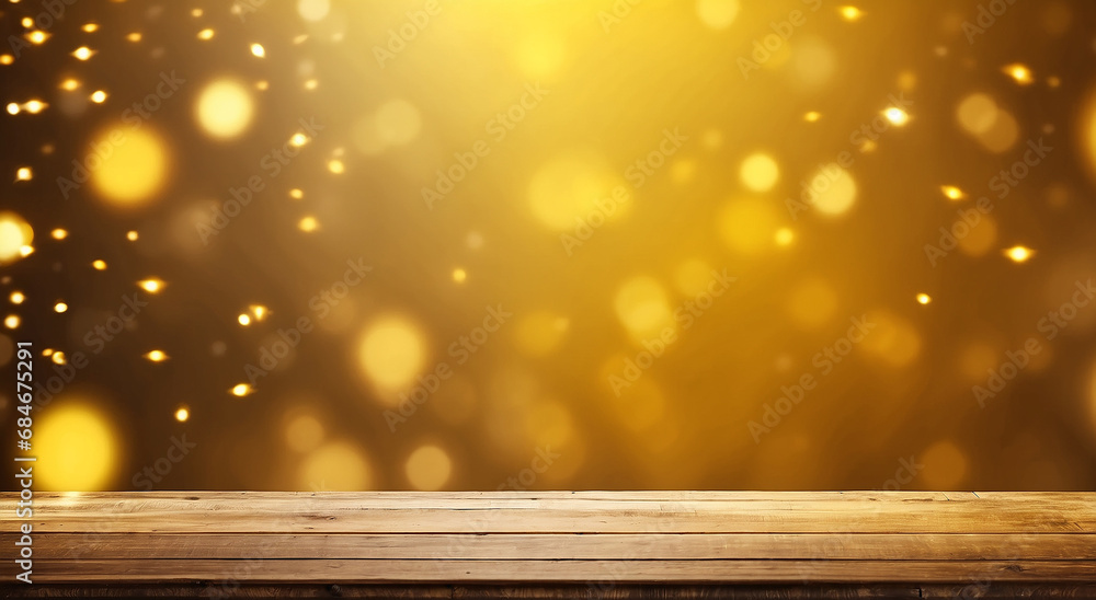 Poster festive radiance: yellow advertisement background illuminated with celebration, bokeh lights, and a 
