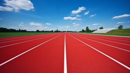 Pristine running track with smooth surface ready for runners