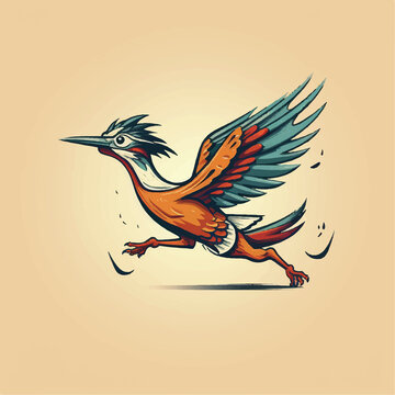 recommend clip art: minimailism logo running roadrunner illustration style