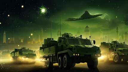 Fototapeta premium Pakistan military truck in the night